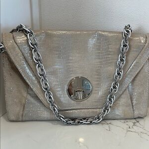 Elliott Lucca Metallic Beige Shoulder Bag